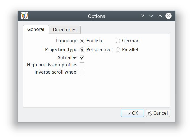 New "Options" dialog Options EN