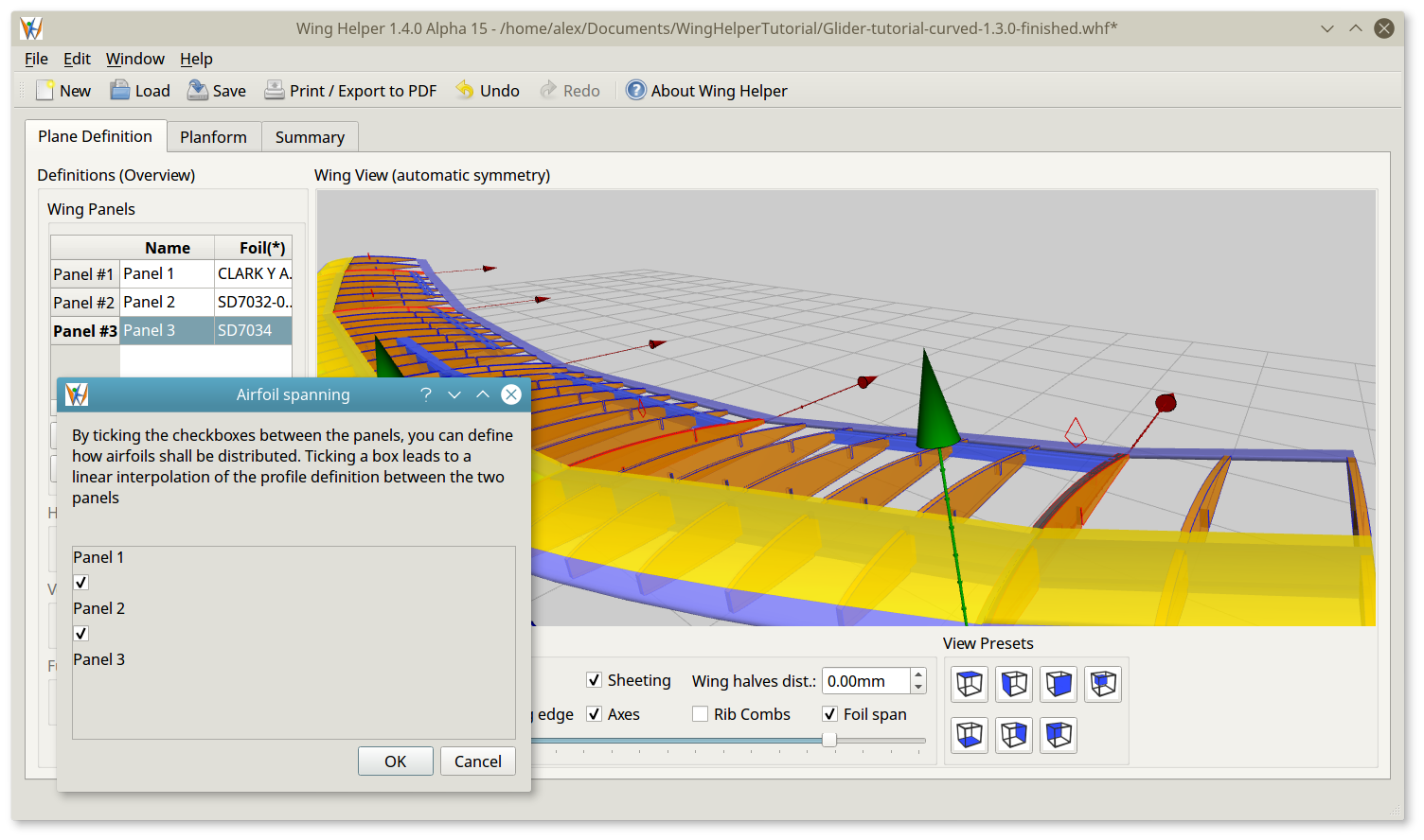Airfoil spanning